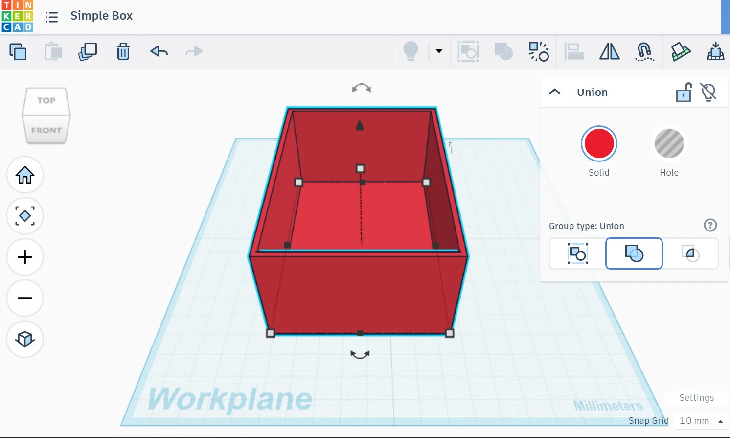 correctly fixed hole at bottom